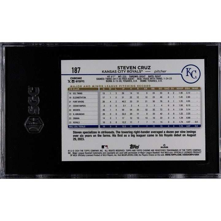 2024 Topps Chrome Steven Cruz RC Kansas City Royals baseball rookie card graded SGC 10