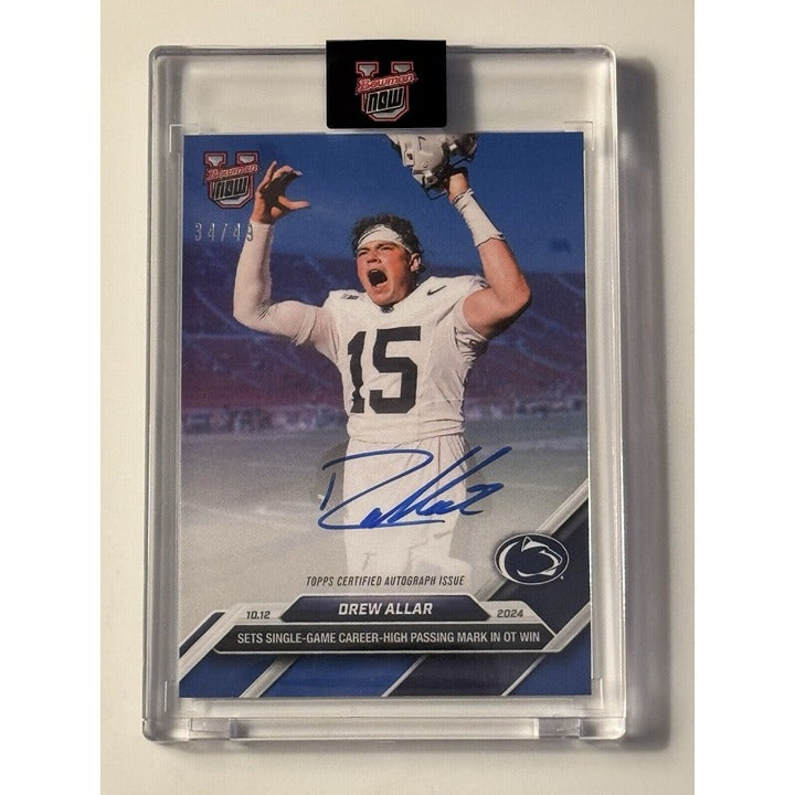 34/49 Drew Allar RC On-Card Auto Penn State Lions 2024 Bowman U Now Football 15