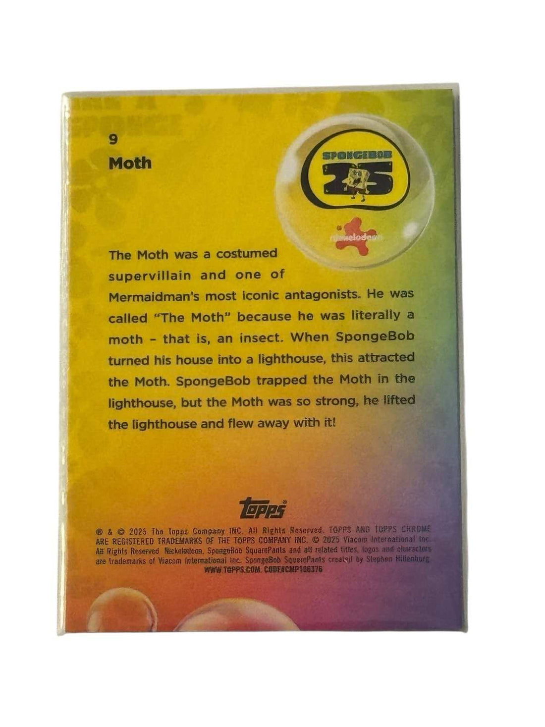 2025 Topps Chrome SpongeBob Moth villain card #9 near mint condition