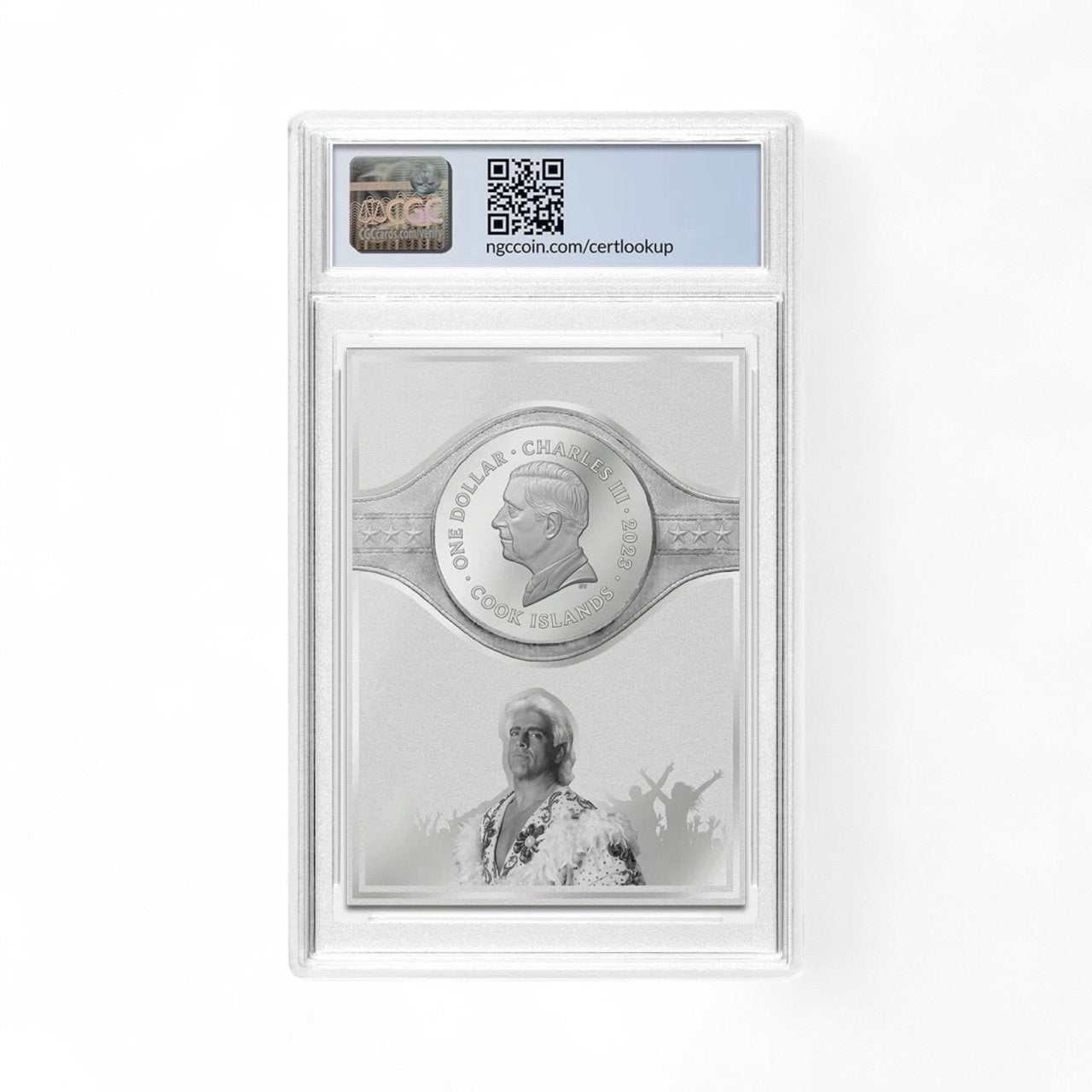 2023 Ric Flair Legends Series 3 gram .999 silver coin NGCX 10 with full-color Ric Flair image in protective slab