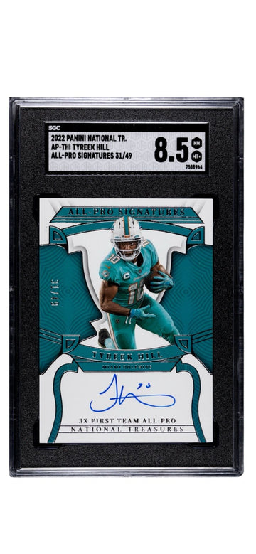 31/49* 2022 Panini National Treasures All‑Pro Sig. Tyreek Hill Dolphins SGC 8.5*