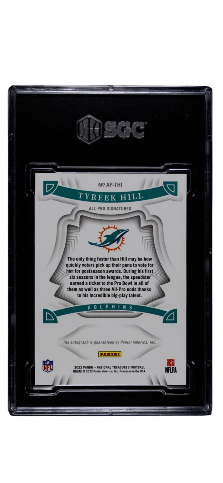 31/49* 2022 Panini National Treasures All‑Pro Sig. Tyreek Hill Dolphins SGC 8.5*
