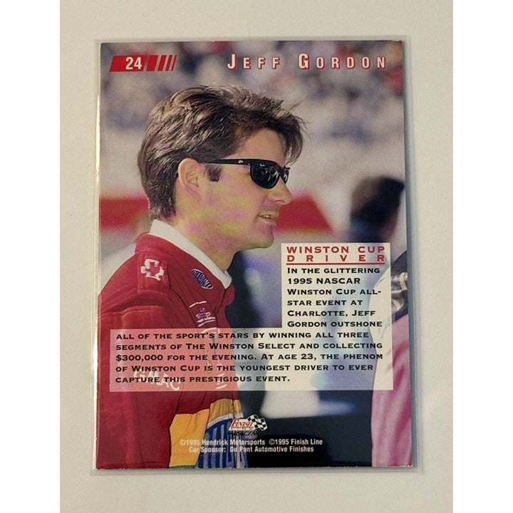 1995 Classic Finish Line Jeff Gordon silver racing card with Dupont #24 Winston Cup design