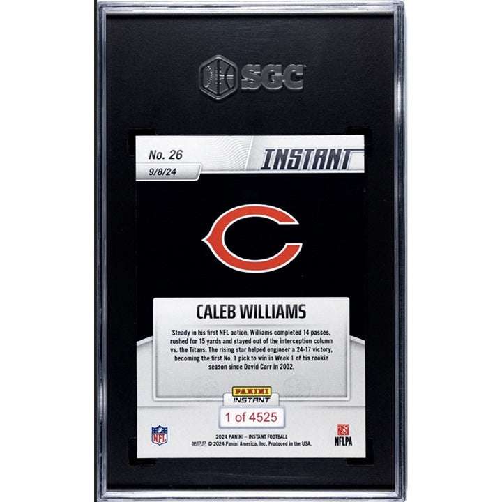 2024 Panini Instant Rookie Card Caleb Williams RC graded SGC 9.5 Chicago Bears NFL football card