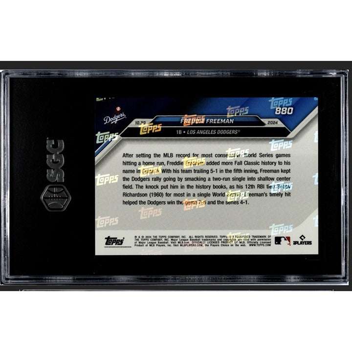 Freddie Freeman 2024 Topps NOW baseball card graded SGC 9.5 showing 12 RBIs tying MLB World Series record