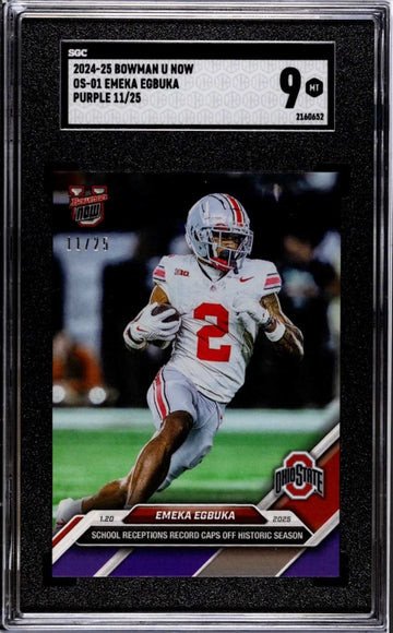 2024-25 BOWMAN U Emeka Egbuka rookie football card purple SGC 9 Buckeyes/NFL Bucs