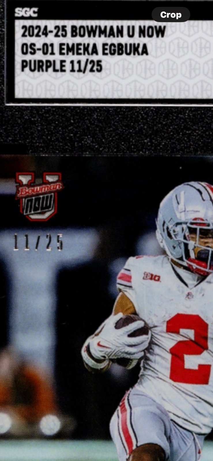 2024-25 BOWMAN U Emeka Egbuka rookie purple card 11/25 SGC 9 Buckeyes NFL Bucs