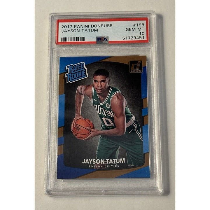 Jayson Tatum 2017-18 Panini Donruss Rated Rookie basketball card graded PSA 10