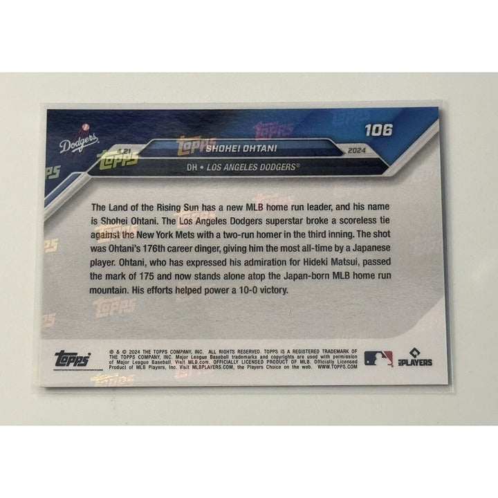 2024 Topps Now Card featuring Shohei Ohtani Dodgers MLB all-time Japanese HR leader aluminum card