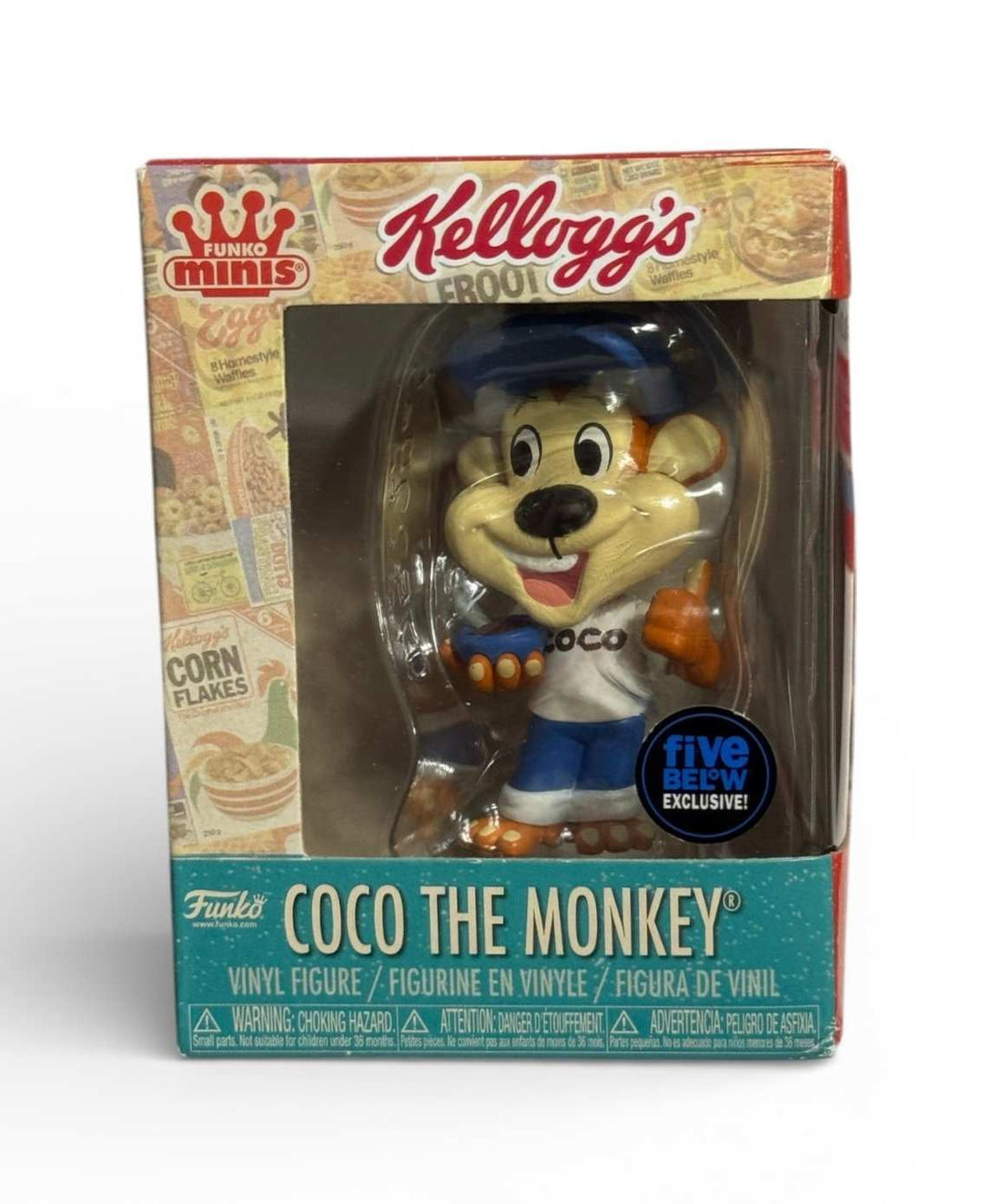 Coco The Monkey Funko Minis vinyl figure Kelloggs Five Below Exclusive in box holding cereal bowl