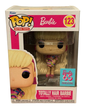 Funko Pop Retro Toys Totally Hair Barbie #123 vinyl figure with 90s style and long blonde hair in vibrant packaging