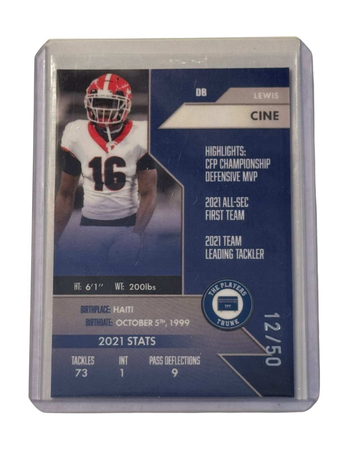Lewis Cine RC autograph card 12 of 50 2022 Georgia Bulldogs defensive back collectible