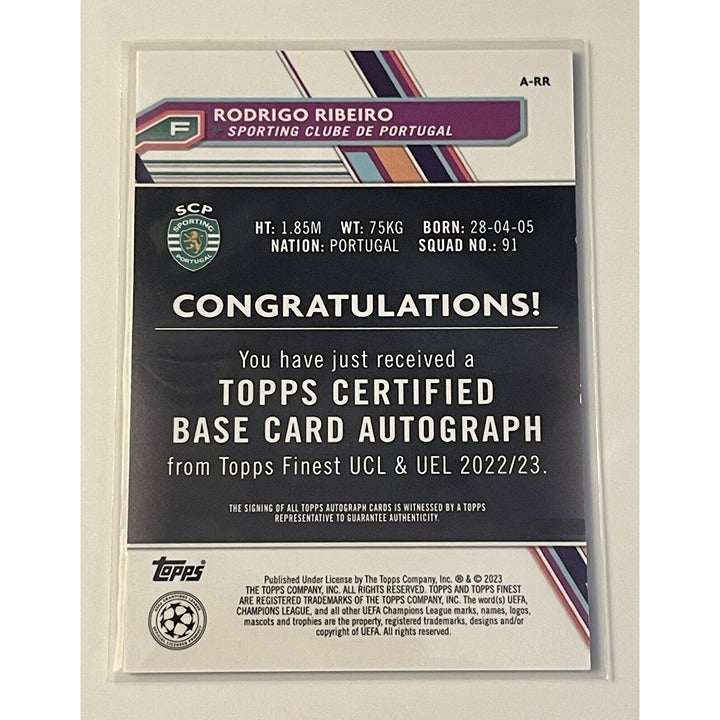 2022-23 Topps Finest UEFA Rodrigo Ribeiro autographed refractor soccer card Portugal Sporting Clube