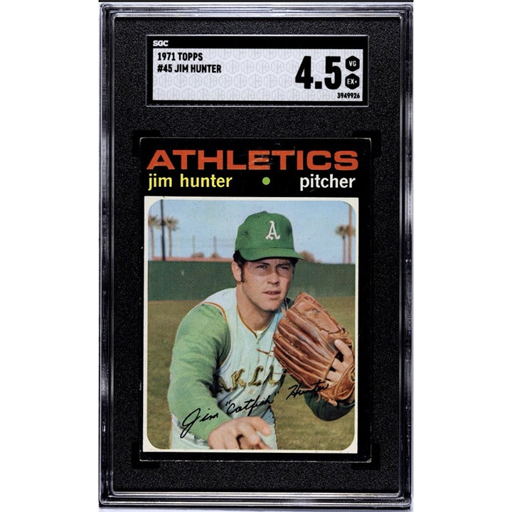 1971 Topps Baseball - Jim “CATFISH” Hunter MLB Athletics HOF* Card #45 - SGC 4.5