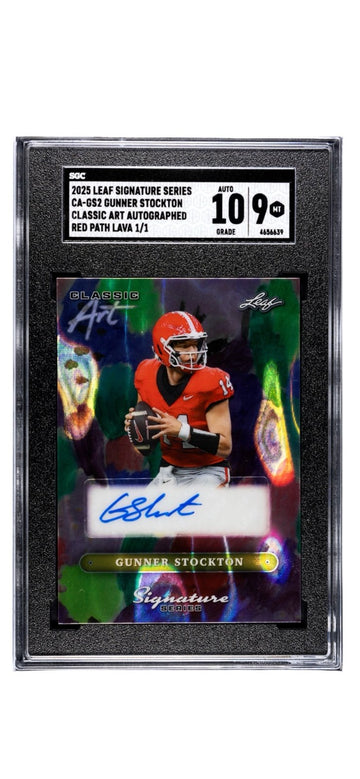 1/1 Gunner Stockton RC Auto 2025 Leaf Signature Series RED LAVA CA-GS2 UGA SGC 9