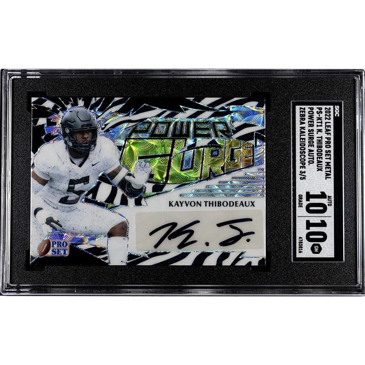 3/5 Kavon Thibodeaux RC Auto 2022 Leaf Pro Set Metal Power Surge PS-KT1 SGC 10GM