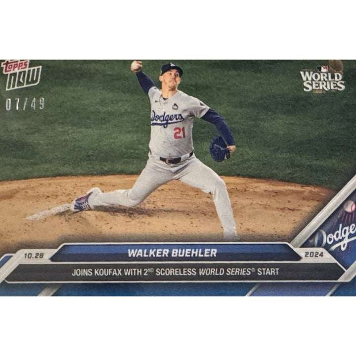 7/49 Walker Buehler 2024 Topps Now World Series LA Dodgers baseball card