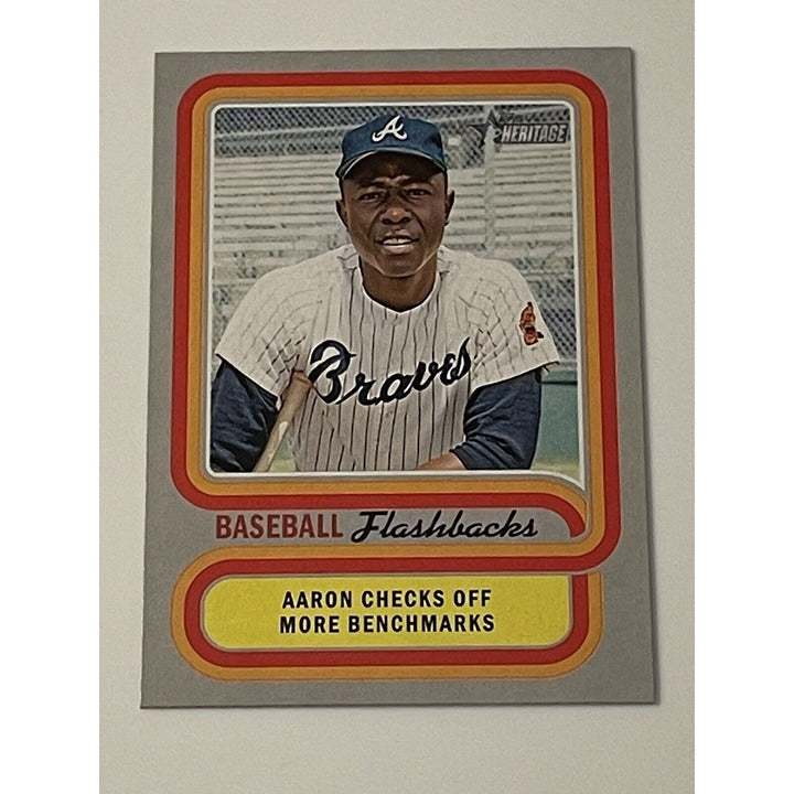 HANK AARON 2019 Topps Heritage Baseball Flashbacks Atlanta Braves card in mint condition
