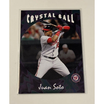 Juan Soto 2019 Topps Throwback Thursday Crystal Ball MLB trading card with Washington Nationals uniform