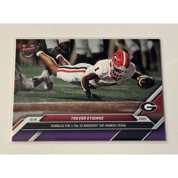 11/25* Trevor Etienne* 3 TDs Georgia Dogs - 2024 Bowman U Now Football 31 READY!