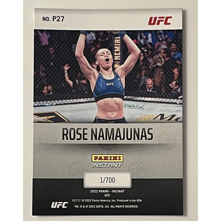ROSE NAMAJUNAS 2022 Panini Instant UFC Paramount Card #P27 limited edition 1 of 700 MMA collectible card