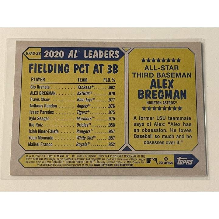 2022 Topps Series 2 Alex Bregman Houston Astros 1987 All-Star Baseball card