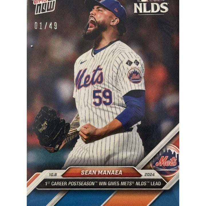 Sean Manaea 1/49 limited edition 2024 Mets MLB Topps NOW postseason win card
