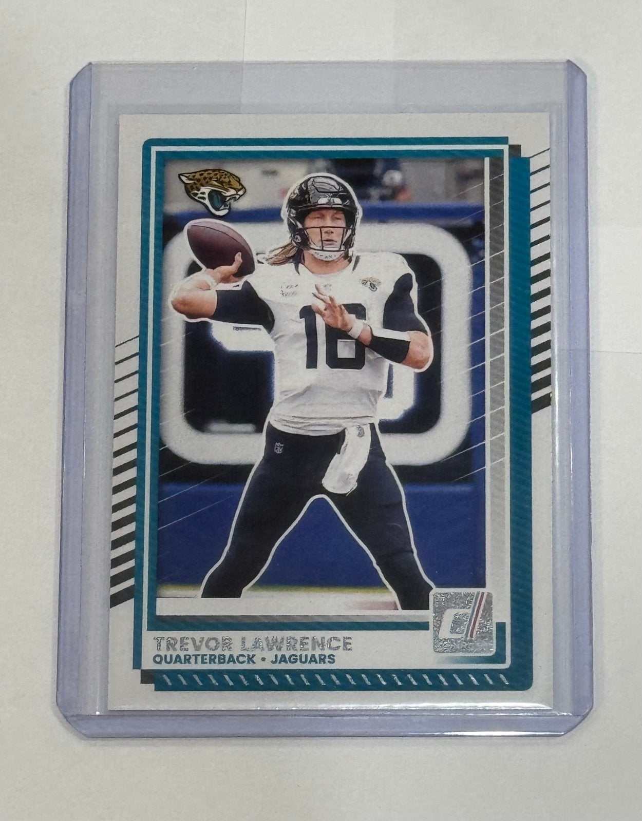 Trevor Lawrence 2025 Donruss NFL Jacksonville Jaguars quarterback trading card in protective holder