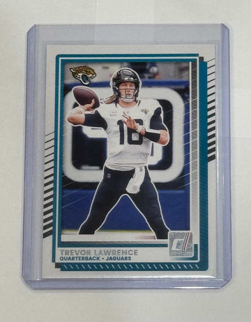 Trevor Lawrence 2025 Donruss NFL Jacksonville Jaguars quarterback trading card in protective holder