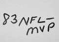Joe Theismann signed football with 83 NFL MVP inscription on white background