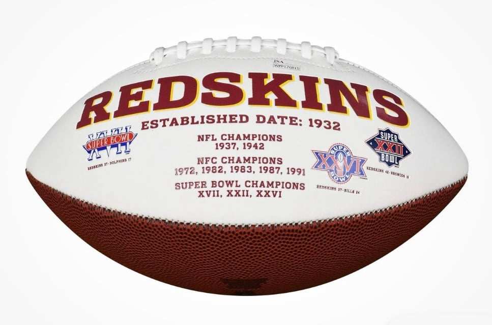Joe Theismann signed Washington Redskins logo football with 83 NFL MVP inscription and JSA certification