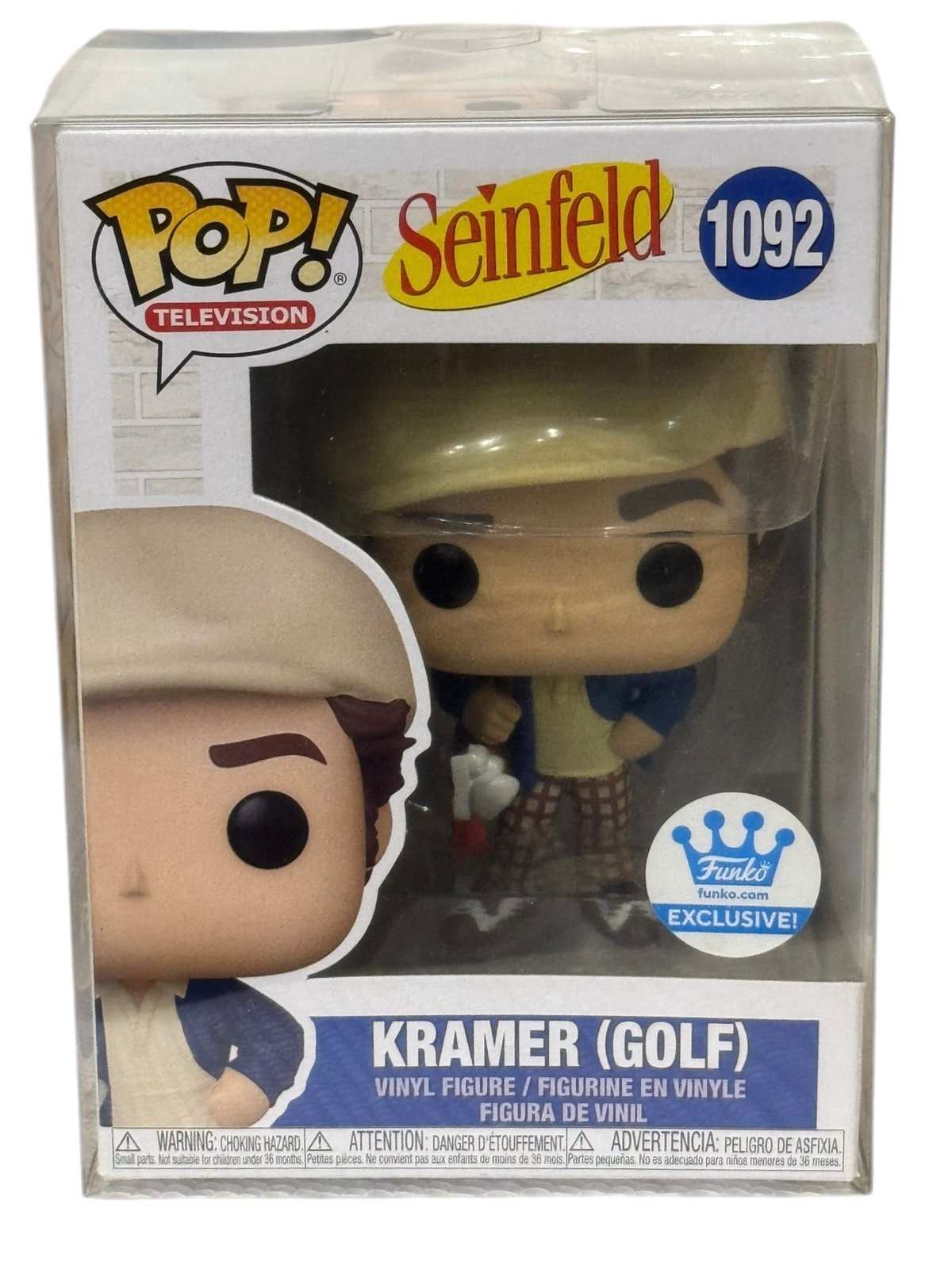 Funko Pop Seinfeld Kramer golf figure #1092 exclusive vinyl collectible with blue crown sticker in box