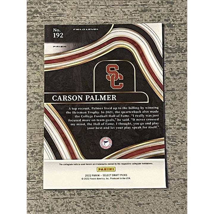 Carson Palmer 2022 Select Draft Picks Red Laser Field Level NCAA USC Trojans football card