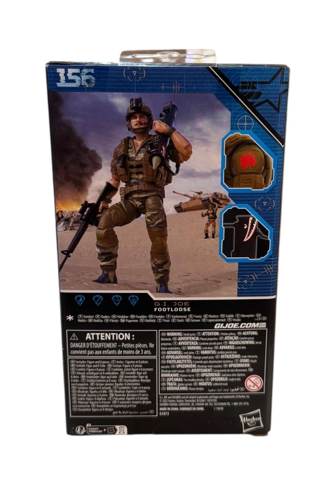New-sealed G.I. Joe Classified Series Footloose figure #156 with military gear and detailed box art