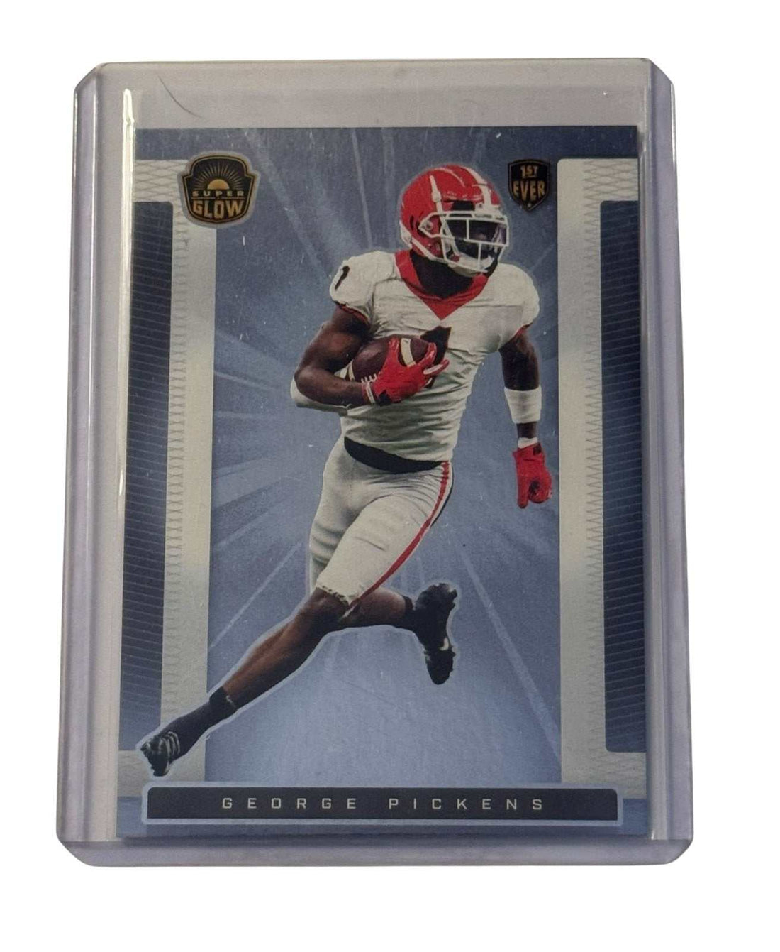 George Pickens RC Super Glow 1st Ever Georgia Bulldogs NFL Cowboys WR football card in protective sleeve
