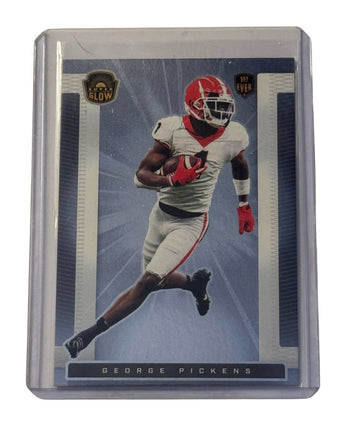 George Pickens RC Super Glow 1st Ever Georgia Bulldogs NFL Cowboys WR football card in protective sleeve