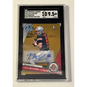 32/50 Kyle McCord GOLD RC Refractor 2023 Bowman U Chrome Card #101 State SGC 9.5