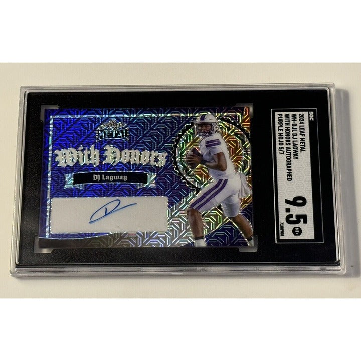 5/7 DJ Lagway RC* Auto 2024 LEAF FOOTBALL WH-DJL - Purple MOJO GATORS - SGC 9.5