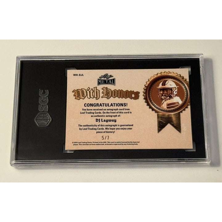 57 DJ Lagway RC 2024 Leaf Purple Mojo autographed football rookie card SGC 9.5 graded