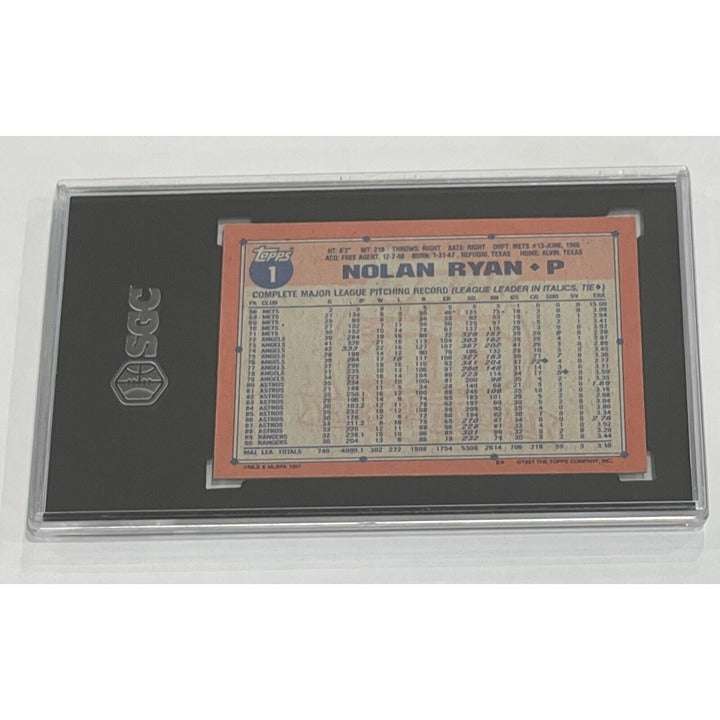 Nolan Ryan 1991 Topps 40 Years of Baseball #1 Texas Rangers graded card in protective case