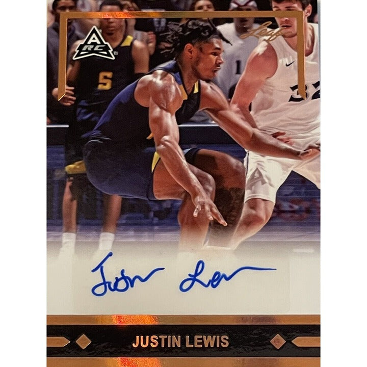 Justin Lewis 2022 Leaf Gold Rookies Auto basketball card Chicago Bulls signed