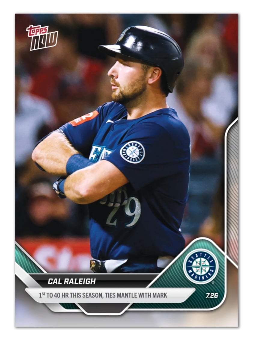 Cal Raleigh 1st To 40 HR by July - Ties Mantle* 2025 MLB Topps NOW Mariners 467