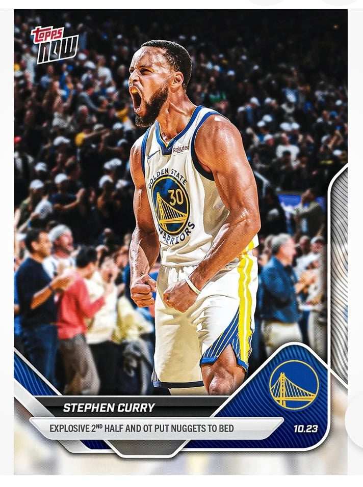 2024 Topps Now Stephen Curry explosive 2nd half OT win basketball card against Nuggets