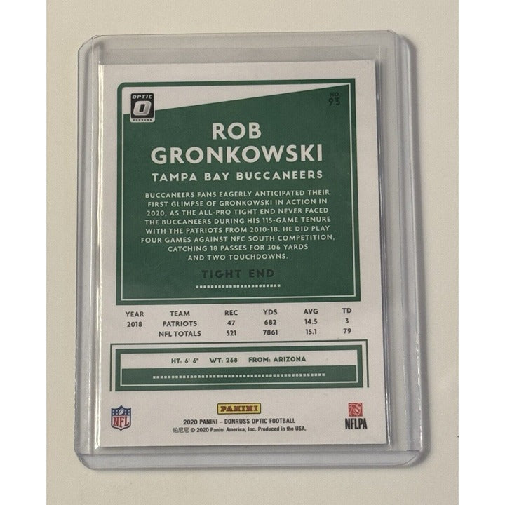 2020 Panini Donruss Optic Rob Gronkowski Tampa Bay Buccaneers football card back view aluminum stock Silver Parallel collectible