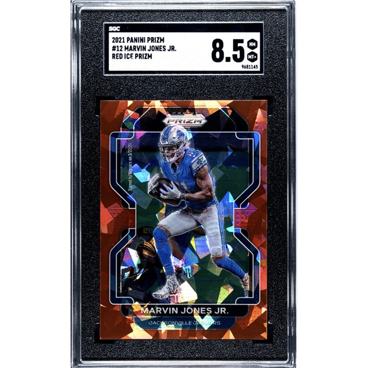 2021 Panini Prizm MARVIN JONES JR Red Cracked Ice Prizm 12 Lions/Jaguars SGC 8.5