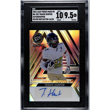 16/25* 2024 Leaf Press Pass Football Travis Hunter Silver Auto #BA-TH2 - SGC 9.5