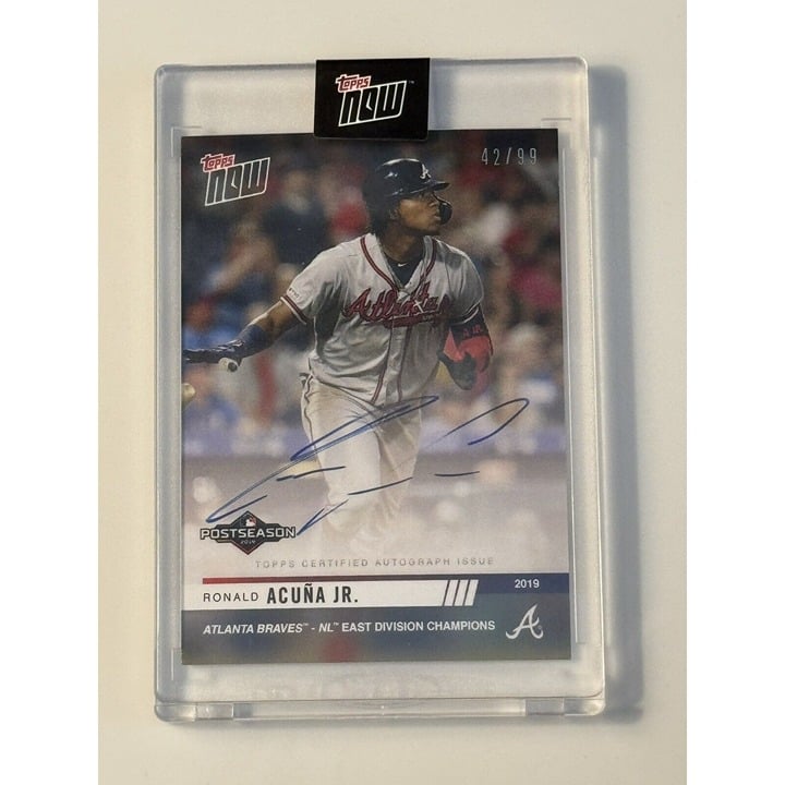 42/99 Ronald Acuna Jr On Card Auto 2019 TOPPS NOW MLB Atlanta Braves Postseason