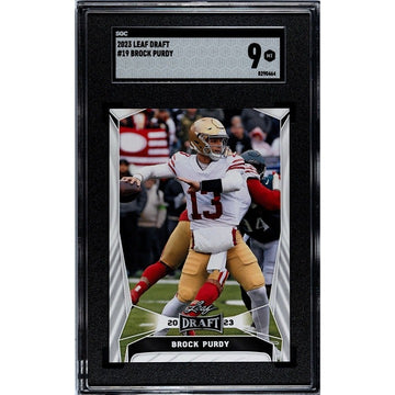 Brock Purdy* 2023 Leaf Draft Green NFL San Francisco 49ers Football #19 - SGC 9*