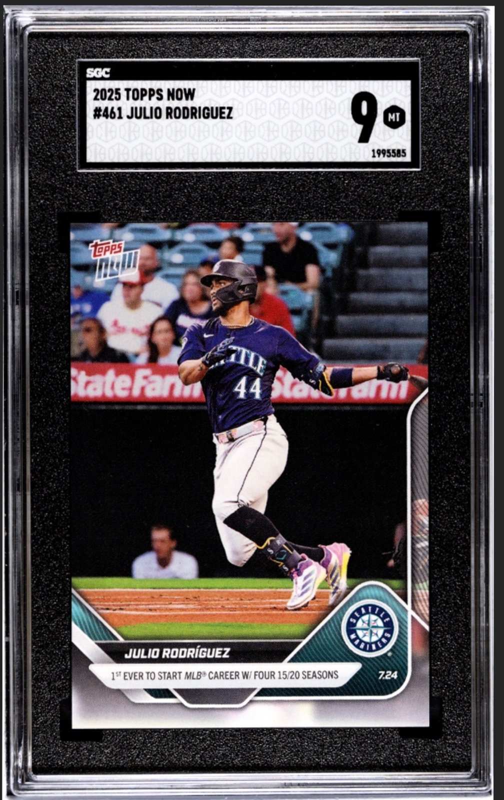 2025 TOPPS NOW Julio Rodriguez Mariners baseball card SGC 9 graded