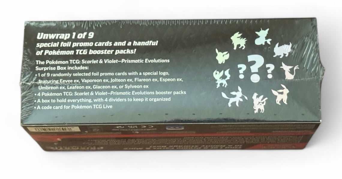 Sealed Pokémon Scarlet & Violet Prismatic Evolutions Poster Collection Box with foil promo cards and booster packs